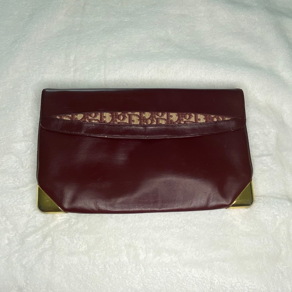 Vintage - 70's - Christian Dior Calfskin Leather Clutch w/ change purse - Large